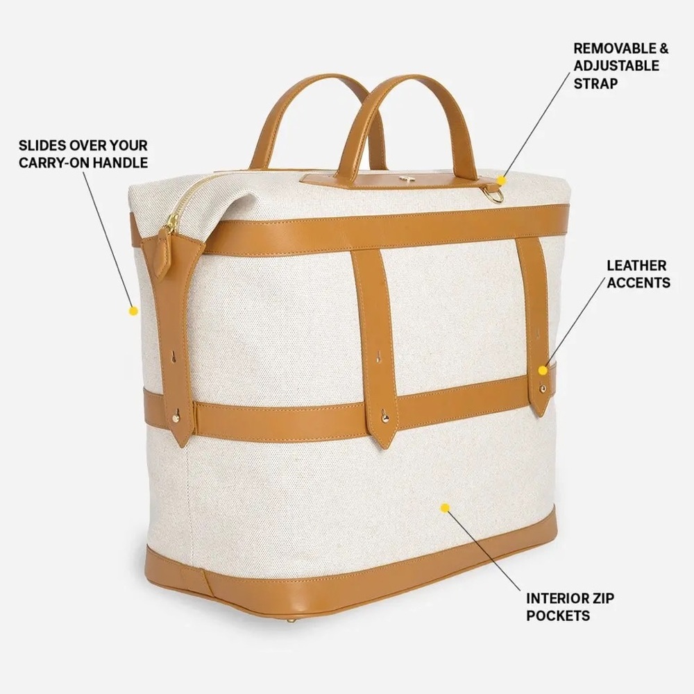 Paravel weekender scout tan vegan leather and canvas
